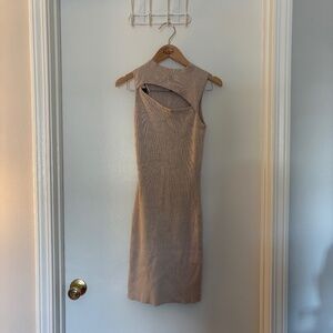 Tan Pink Rose Dress